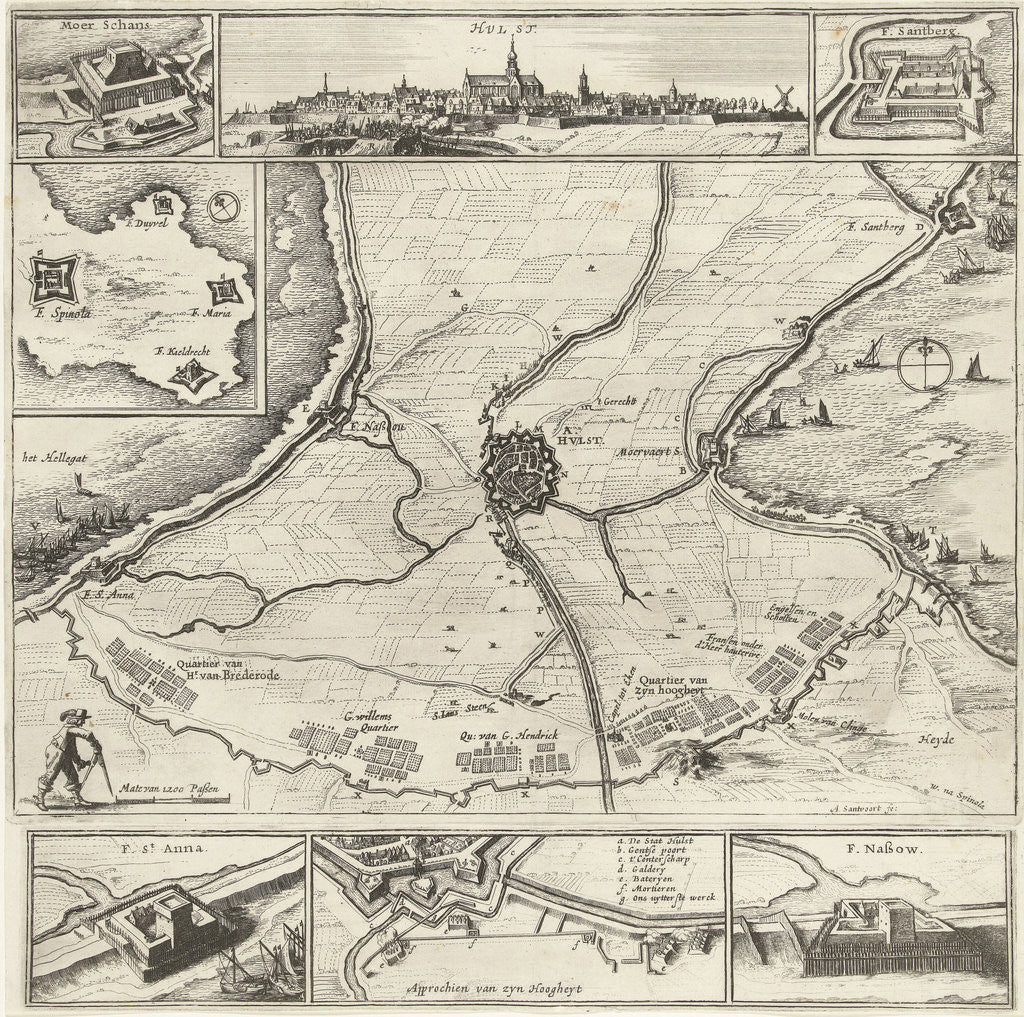 Detail of Siege and conquest of Hulst by the military forces under Frederik Hendrik of 28 September and 5 November 1645 by Abraham Dircksz Santvoort