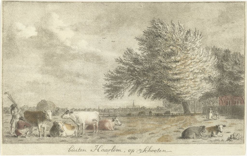 Detail of Cows in a pasture by Cornelis van Noorde