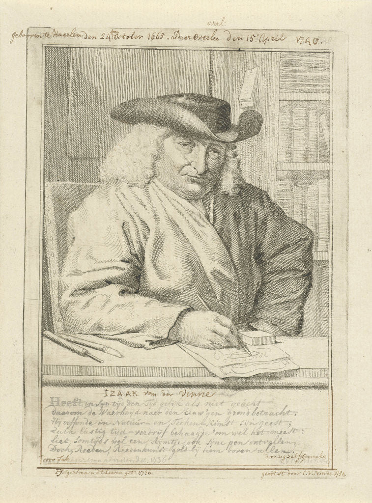 Detail of Portrait of Isaac Vincentszoon van der Vinne by Tako Hajo Jelgersma