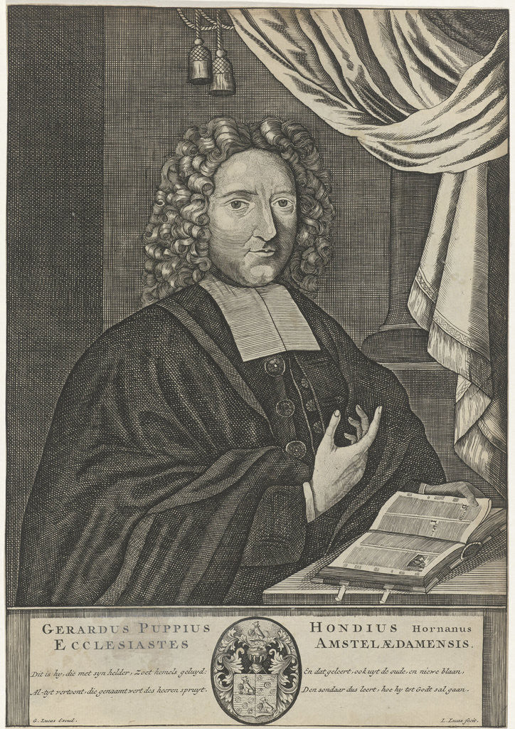 Detail of Portrait of Gerardus Puppius Hondius, Louis Lucas by G. Lucas