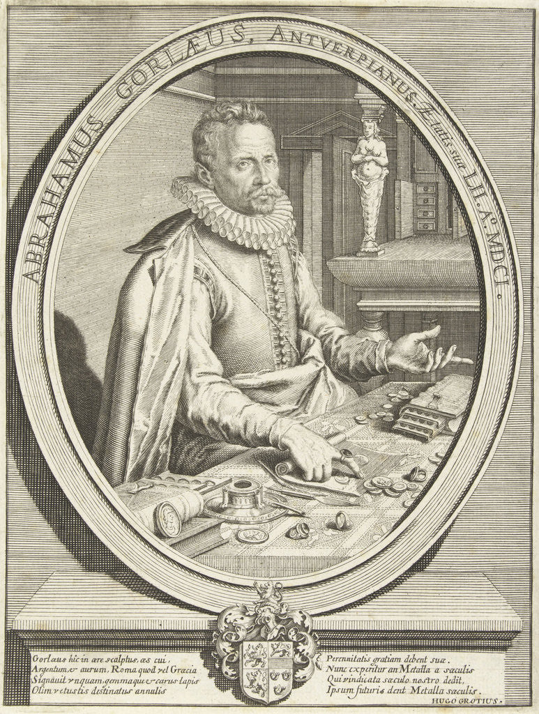 Detail of Portrait of Abraham Gorlaeus at the age of 52 by Hugo de Groot