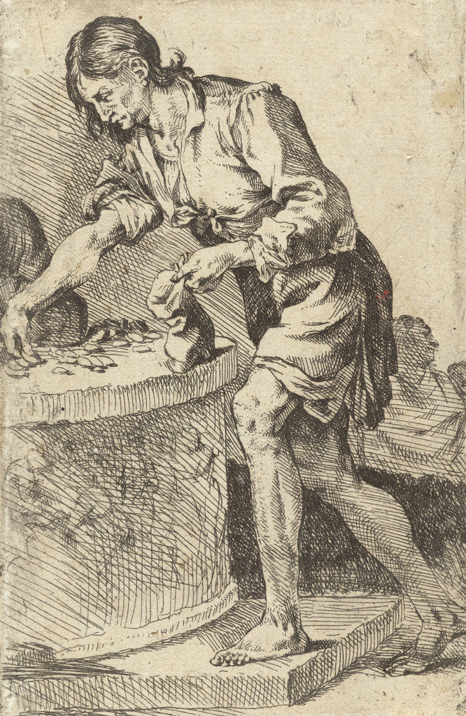 Detail of Man counting money by Jan de Bisschop