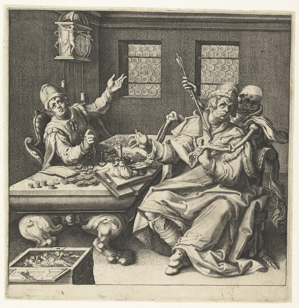 Detail of The money weighers and Death by Jacob de Gheyn II