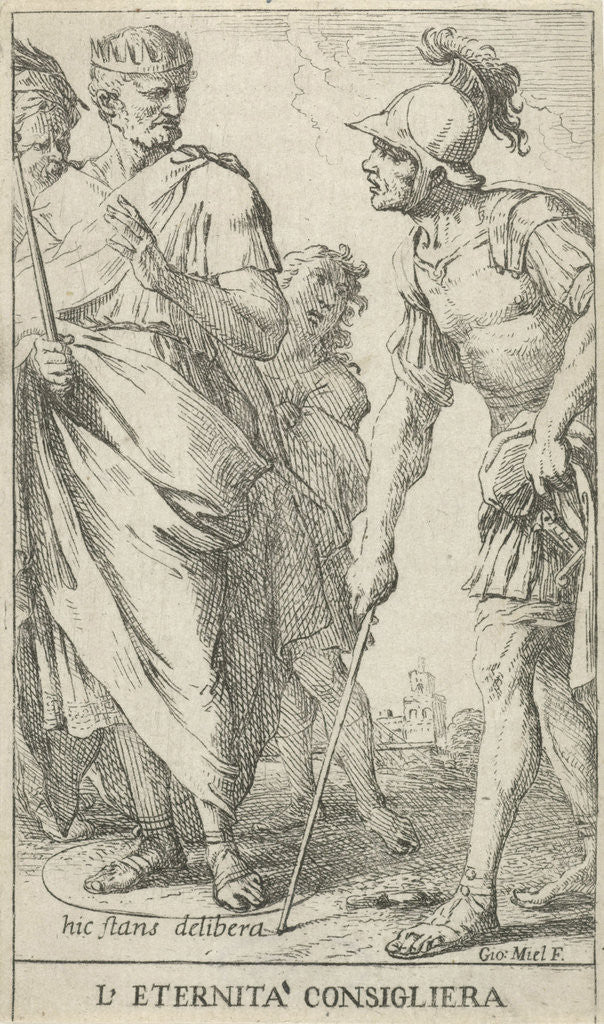 Detail of Roman consul Popilius Laenas draws a circle in the sand at the feet of King Antiochus IV Epiphanes by Jan Miel