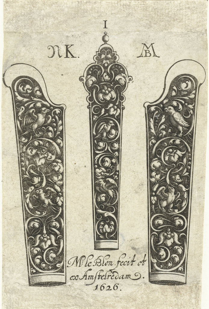 Detail of Three knife handles by Michiel le Blon