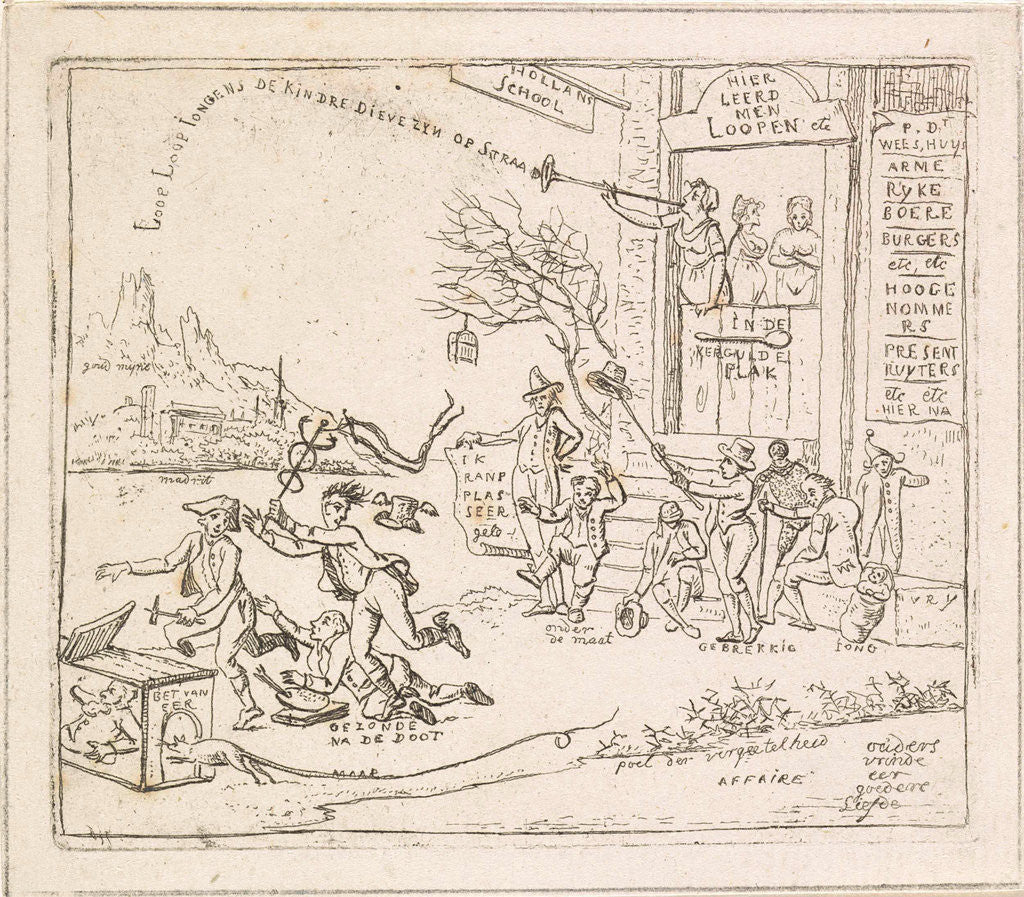 Detail of House with signboard 'Dutch School' by Hermanus Fock