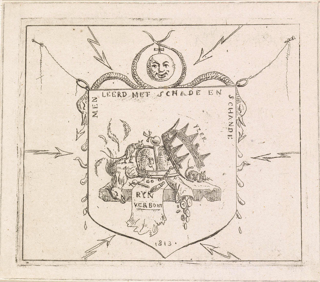 Detail of Coat with broken crowns and a torn banner of the Rhine Confederation by Hermanus Fock