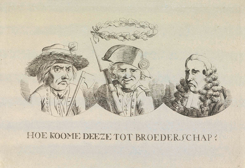 Detail of Cartoon on equality and brotherhood by Hermanus Fock