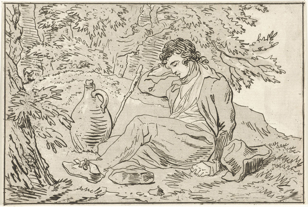 Detail of Sleeping man by Hermanus Fock