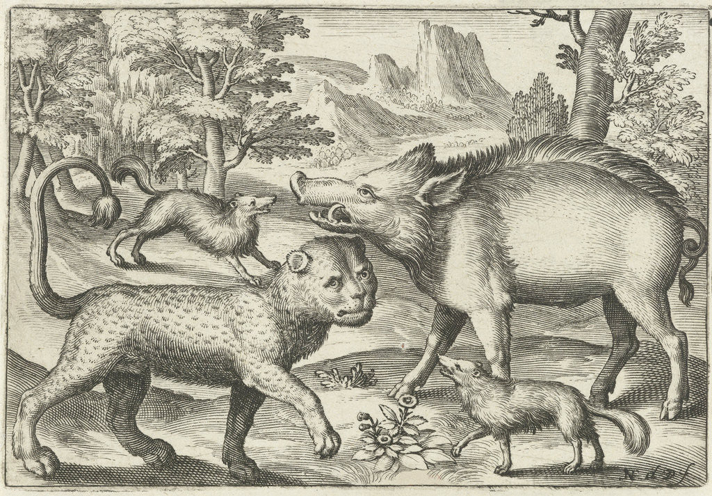 Detail of Leopard, boar, and two dogs by Nicolaes de Bruyn