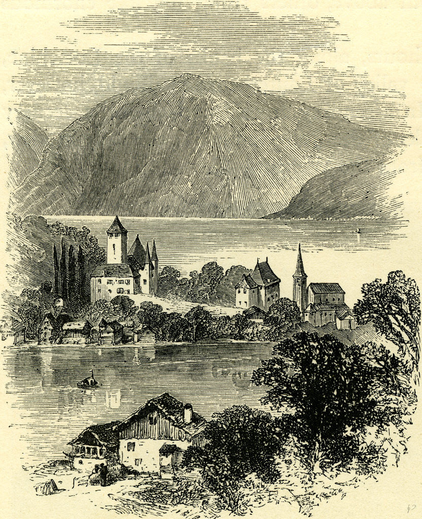 Detail of Castle of Spietz Lake of Thun Switzerland by Anonymous