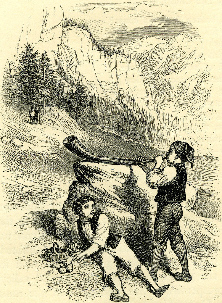 Detail of Fruit Seller and Horn Blower Switzerland by Anonymous