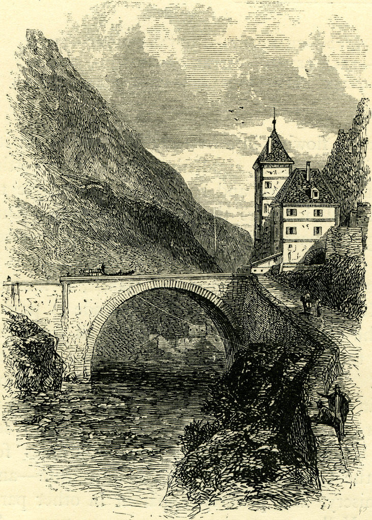 Detail of St. Maurice Switzerland Engraving 19 C by Anonymous