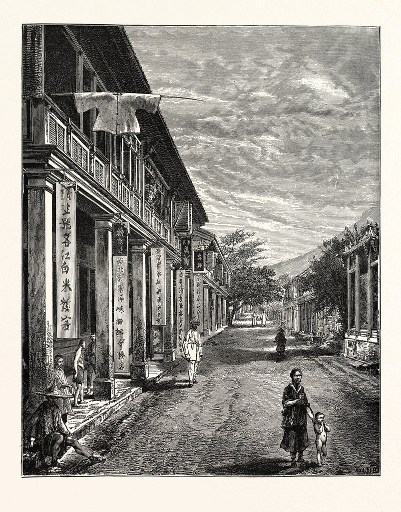 Detail of A Street in Hong Kong by Anonymous