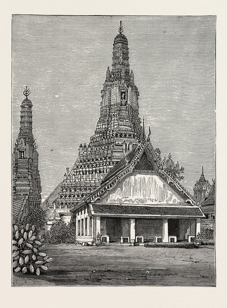 Detail of A Buddhist Wat, or Temple, at Bangkok, Siam by Anonymous