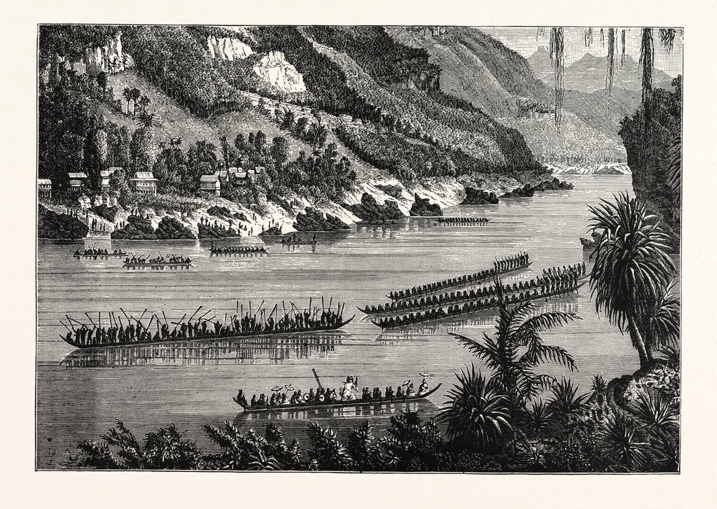 Detail of Barges on the Mekong River, Cambodia. by Anonymous