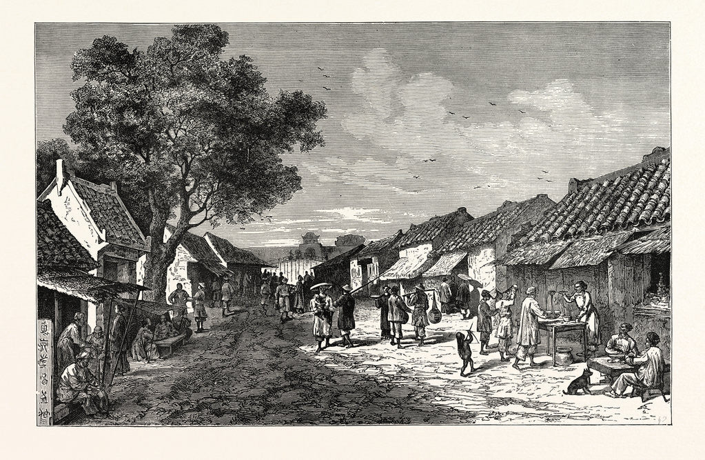Detail of The Main Street of Hué, Capital of the Kingdom of Anam by Anonymous