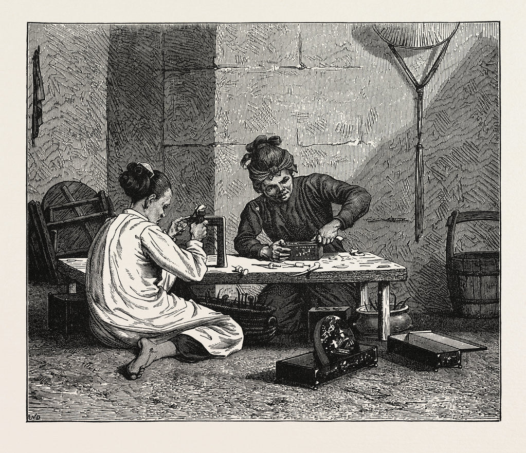 Detail of Anamite Workmen Inlaying with Mother-of-Pearl by Anonymous