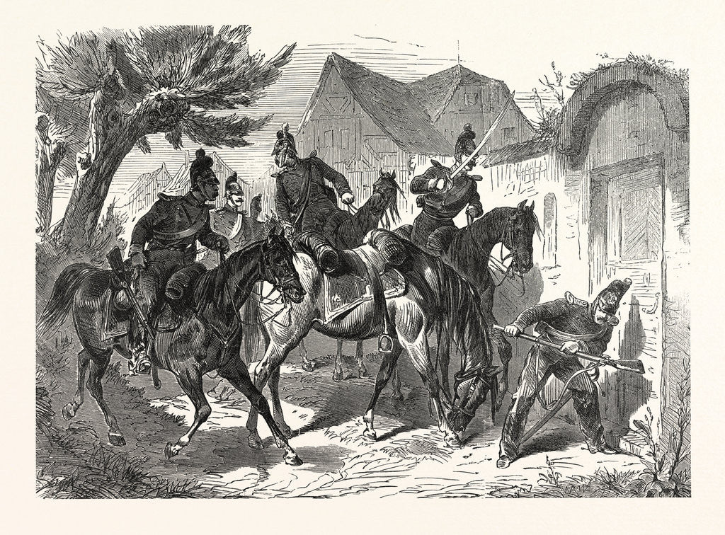 Detail of Bavarian Cavalry Patrol in a French Village, France by Anonymous