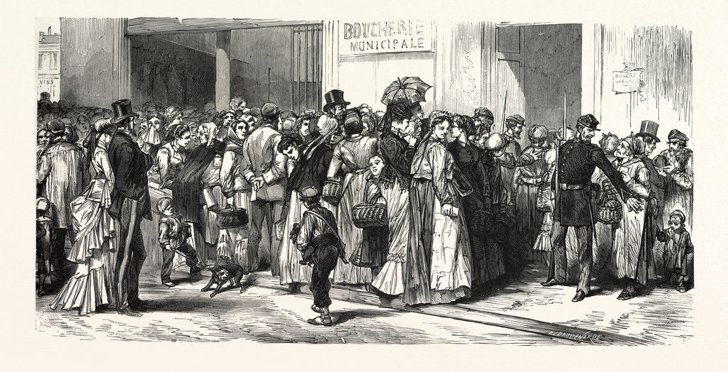 Detail of The New, Set Up by the Urban Authorities and Besieged by the Crowd, Butchers, France by Anonymous