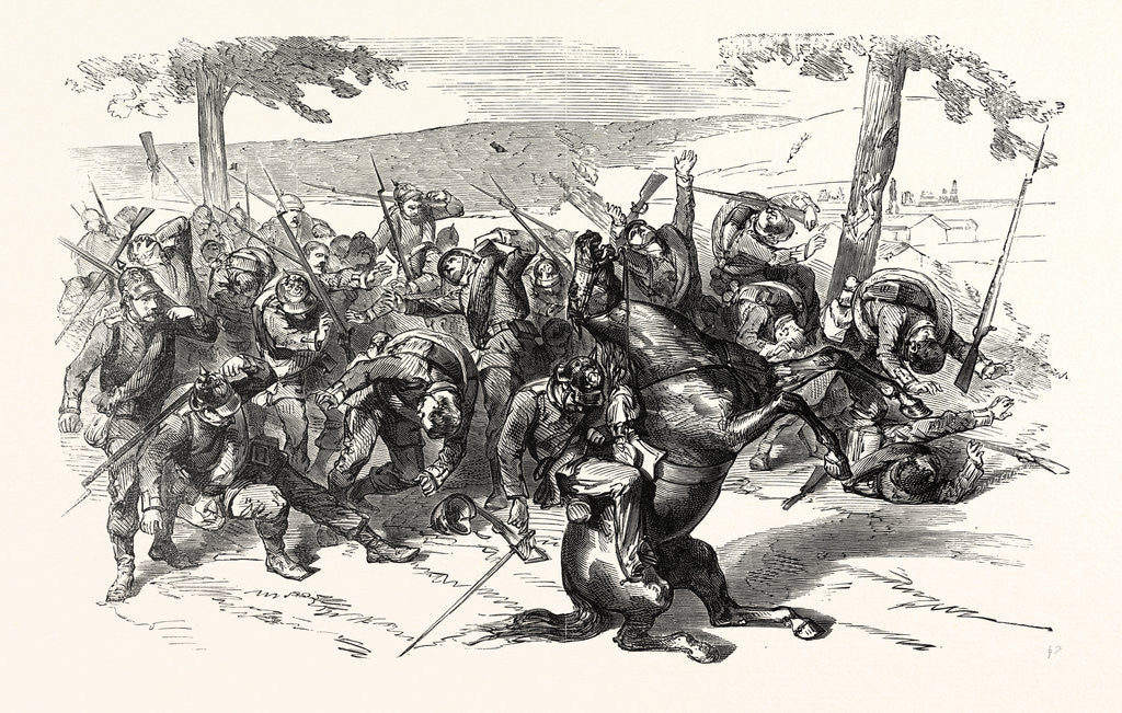 Detail of A Prussian Battalion is Mowed Down by a French Mitrailleusenbatterie at Saarbrucken, Germany by Anonymous