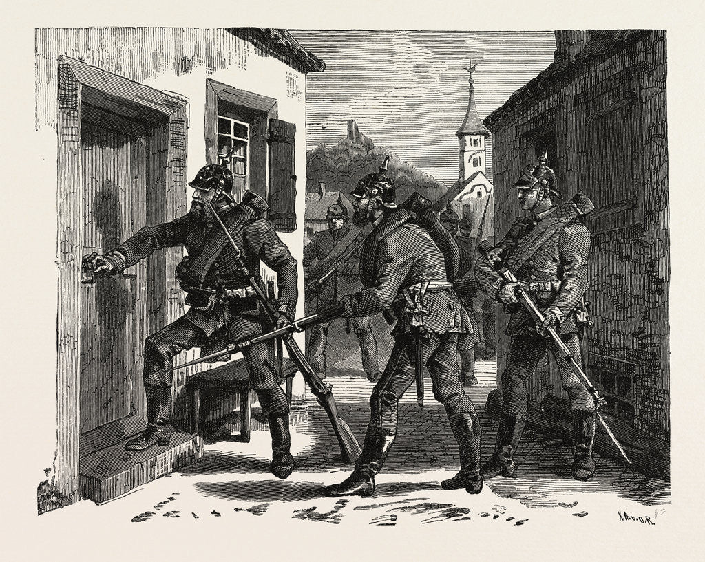 Detail of Searching a Village for the Enemy by Anonymous