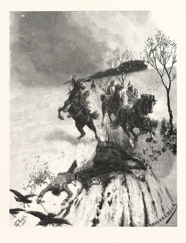 Detail of Fallen Off the Horse! after Painting by Theodor Rocholl, France by Anonymous