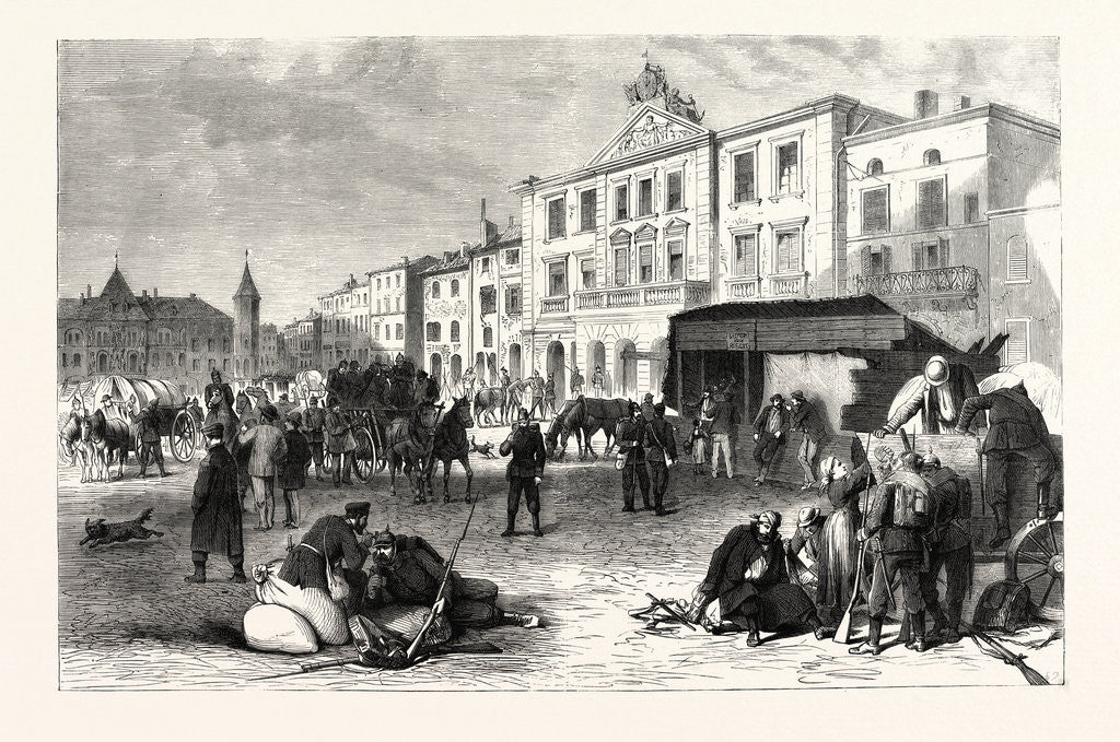 Detail of The Market Place and the City of Pont-a-Mousson, 19 August 1870 by Anonymous