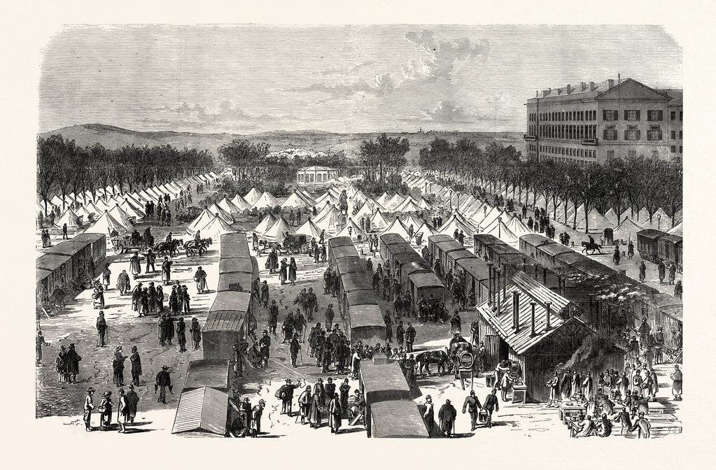 Detail of Established Hospital in Tents and in Cars, the Esplanade of Metz, November 1, after the Surrender 1870 by Anonymous