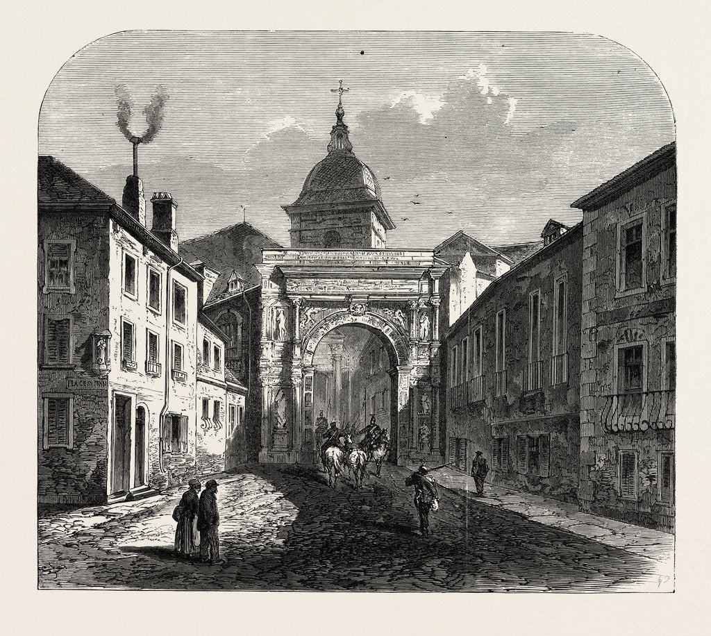 Detail of The Black Door, Besançon, Engraving 1870 by Anonymous