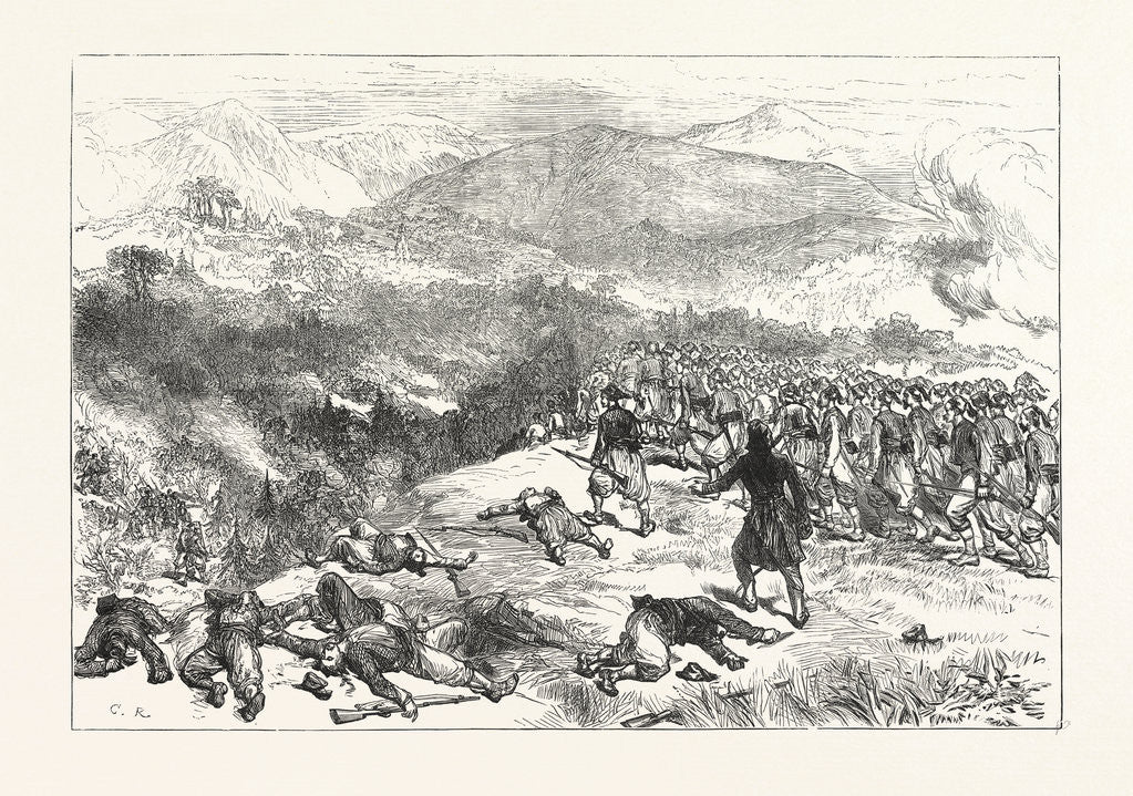 Detail of Battle of Kniejesevacz: The First Brigade of Infantry, Under Hafiz Pasha, Attacking the Serbians in a Wood by Anonymous