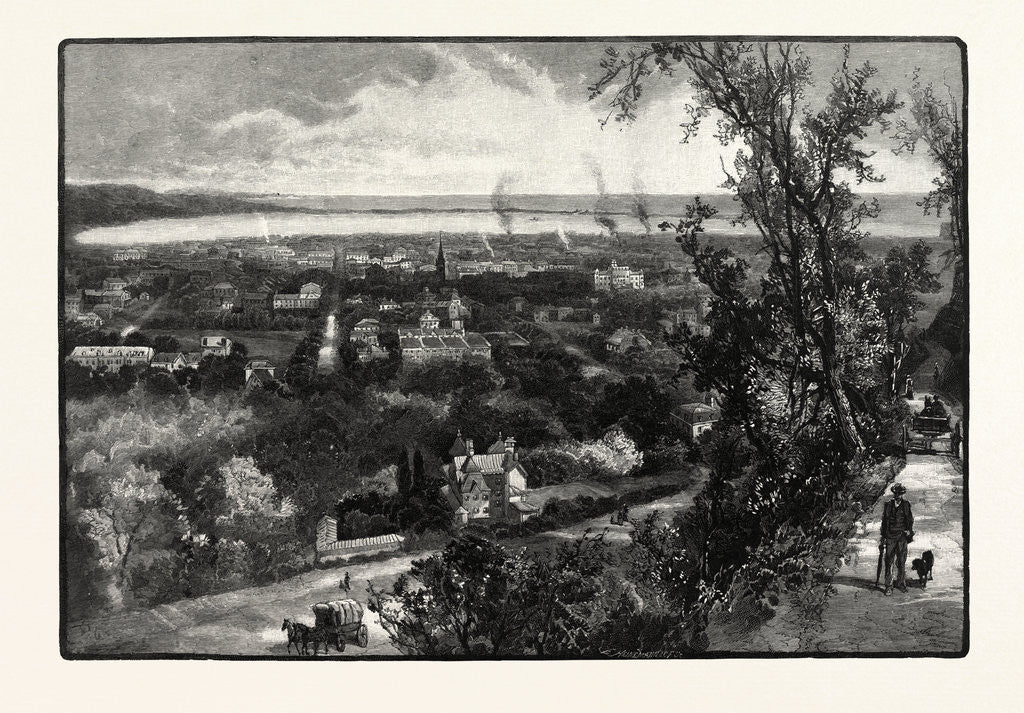 Detail of Hamilton and Burlington Bay, from the Mountain, Canada by Anonymous