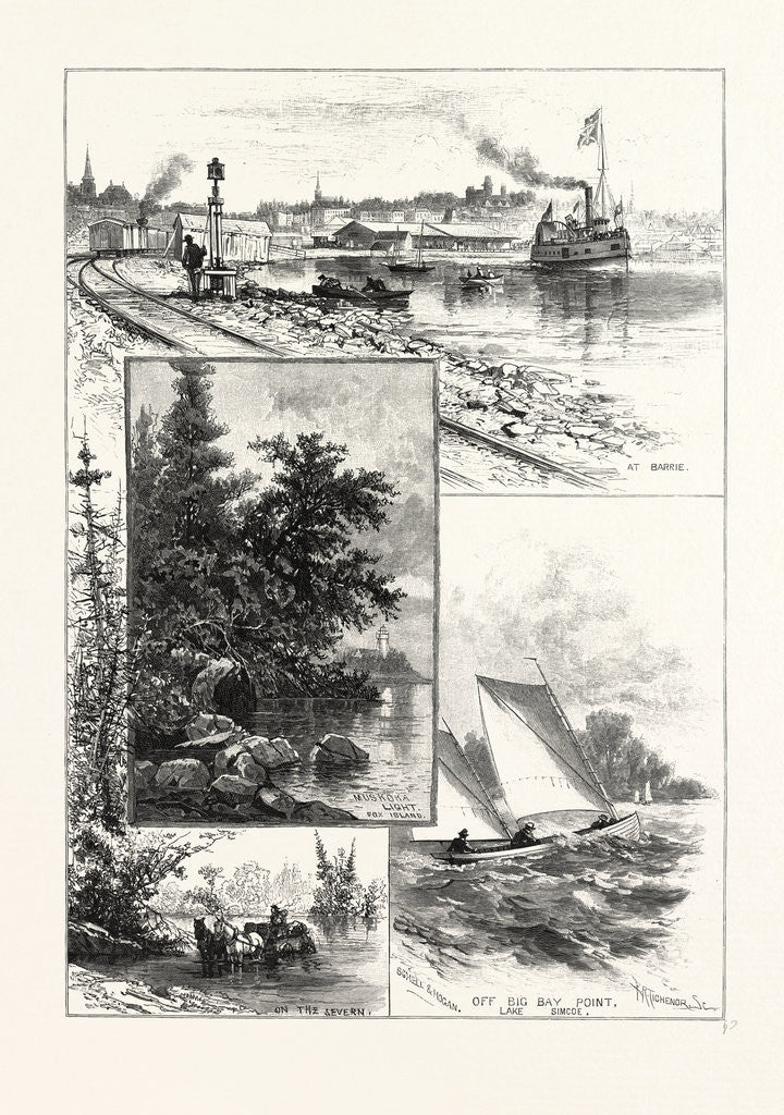 Detail of Georgian Bay and the Muskoka Lakes, Scenes About Lake Simcoe, Canada by Anonymous