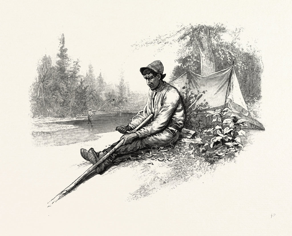 Detail of Making New Pole for Canoe, Canada by Anonymous