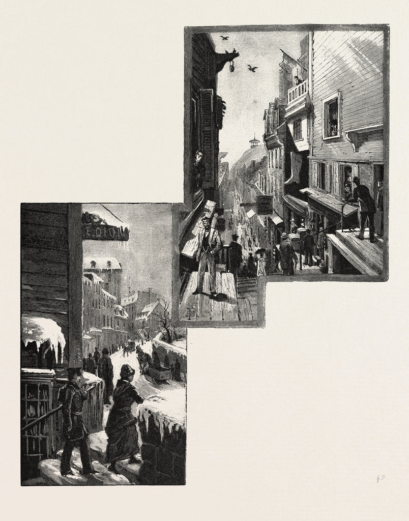 Detail of Quebec, Mountain Hill, from Top of Break-Neck Stairs; Little Champlain Street, from Head of Break-Neck Stairs, Canada by Anonymous