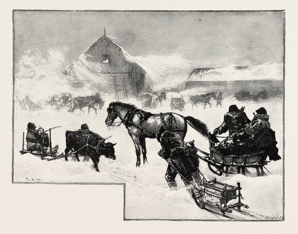 Detail of Arrival of Supply Train at Lumber Depot, Lumbering, Canada by Anonymous