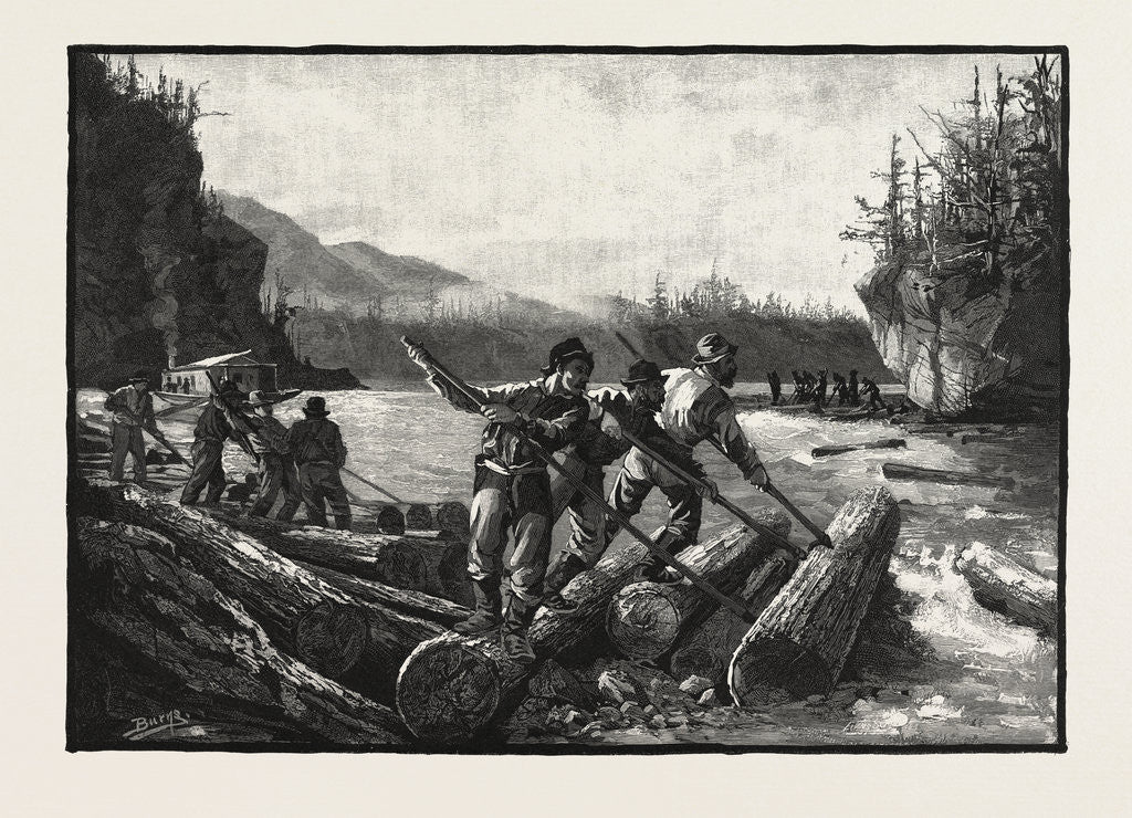 Detail of Lumbermen at Work, the Drive, Lumbering, Canada by Anonymous