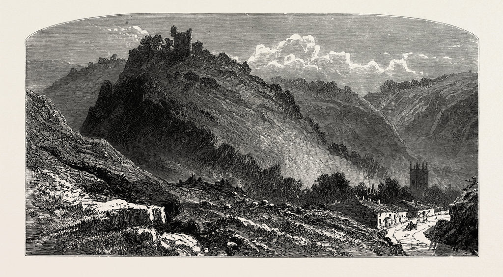 Detail of Peveril Castle, Also Castleton Castle or Peak Castle, Overlooking the Village of Castleton in the English County of Derbyshire by Anonymous