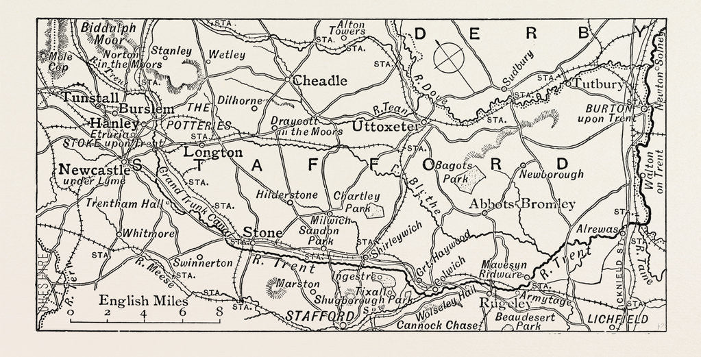 Detail of Map of the Trent, from the Source to Newton Solney by Anonymous