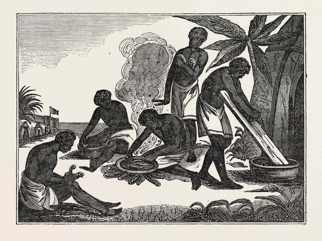 Detail of Natives of Madagascar Preparing Bread from the Manioc Root by Anonymous
