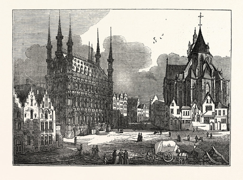 Detail of The Townhall and Church of St. Peter, Louvain, Belgium by Anonymous