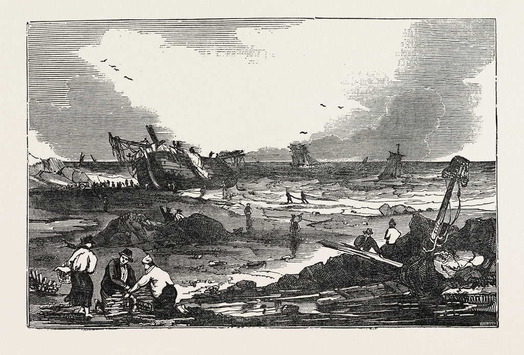 Detail of The Betsy Cains Ashore at Tynemouth by Anonymous