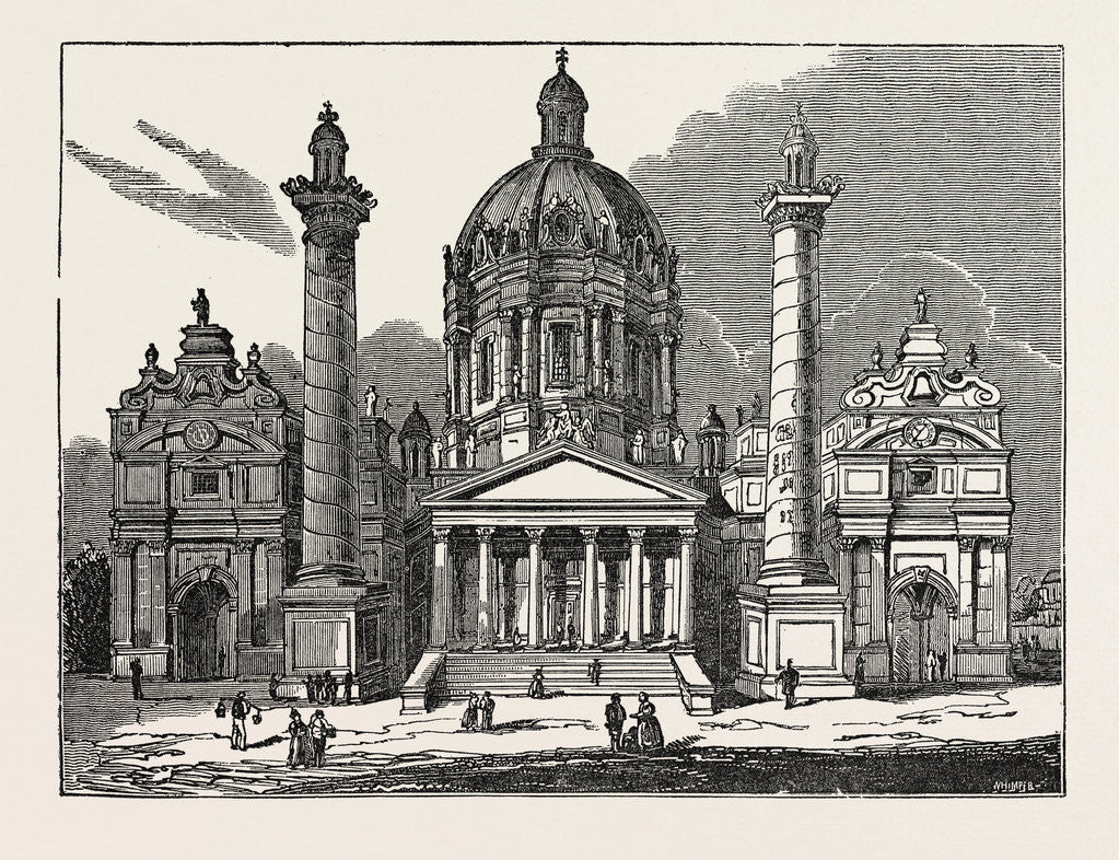 Detail of The Church of St. Charles Borromaeus in Vienna, Austria by Anonymous