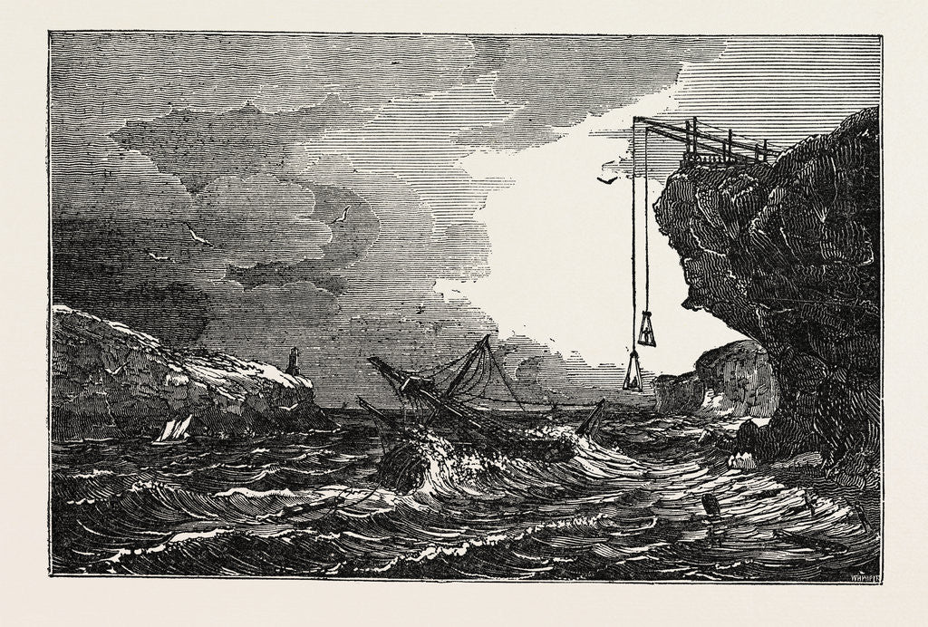 Detail of Communication with a Ship in Distress by Means of the Cliff Waggon by Anonymous