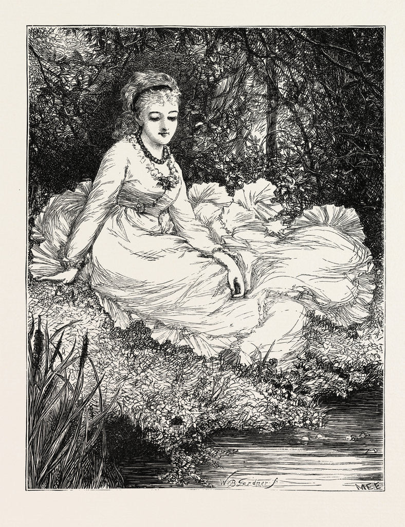 Detail of A Child No More! a Maiden Now - a Graceful Maiden, with a Gentle Brow by Anonymous