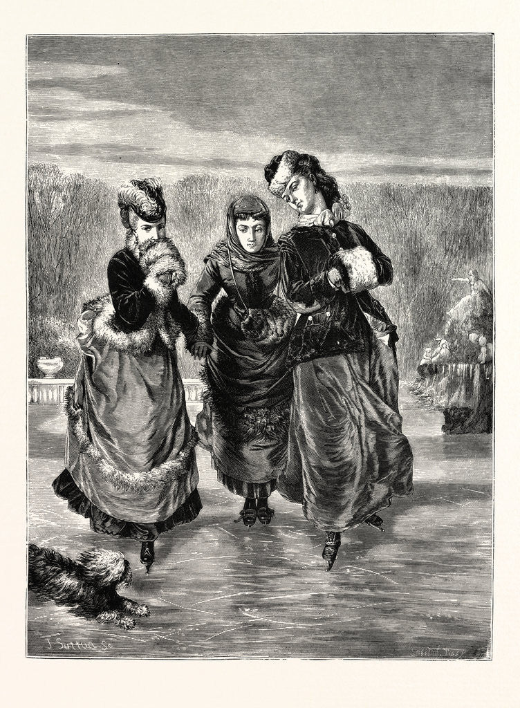 Detail of The First Skating Lesson. Winter Pastimes by Anonymous