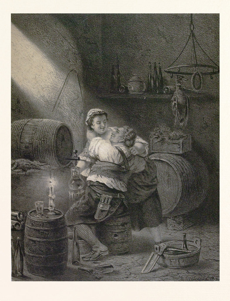 Detail of Love in the Winecellar by Anonymous