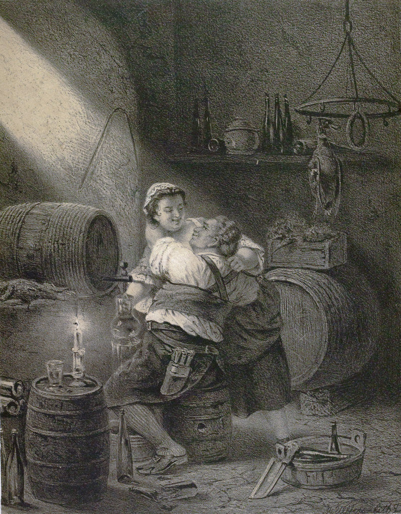 Detail of Love in the Winecellar by Anonymous