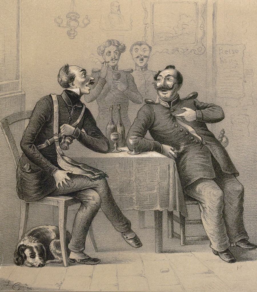 Detail of German Military Drinking a Glass of Wine by Anonymous