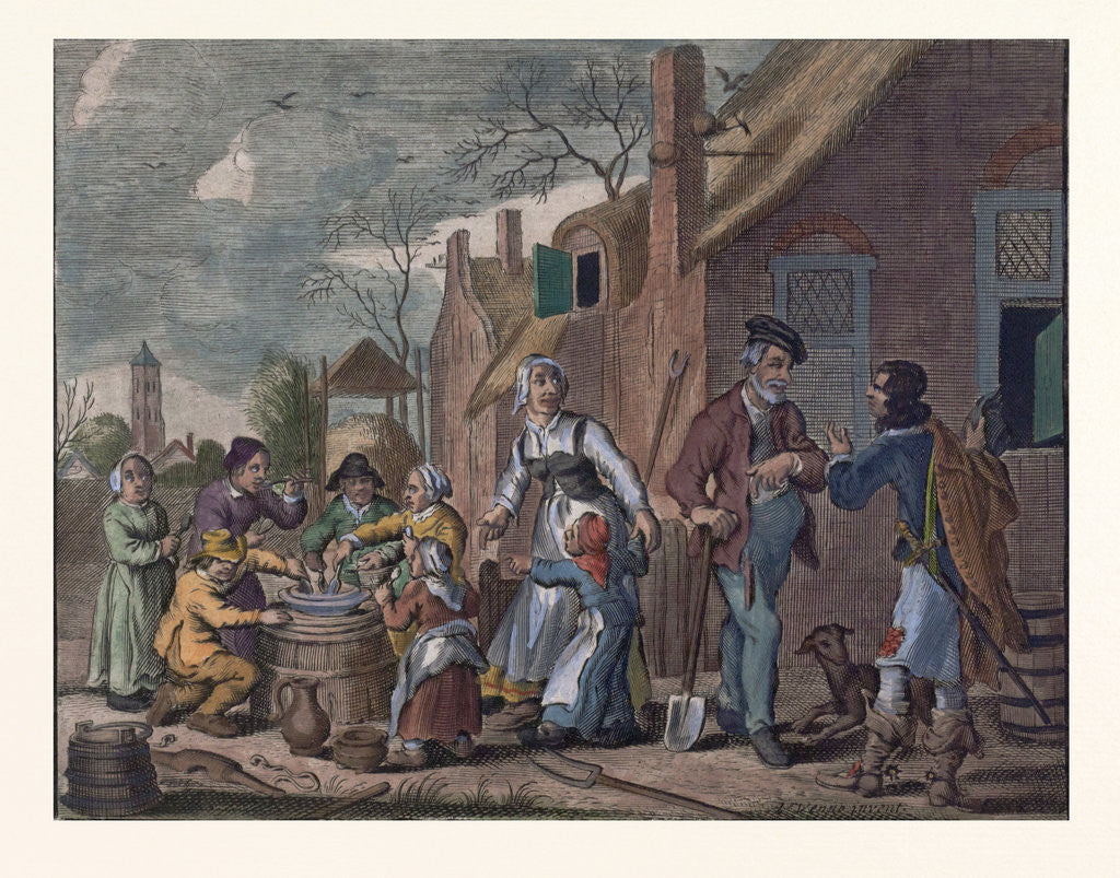 Detail of Outdoor Eating. Etching from Around 1620 by Anonymous